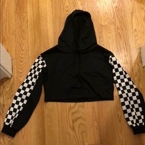 Zaful checker sleeves cropped hoodie.